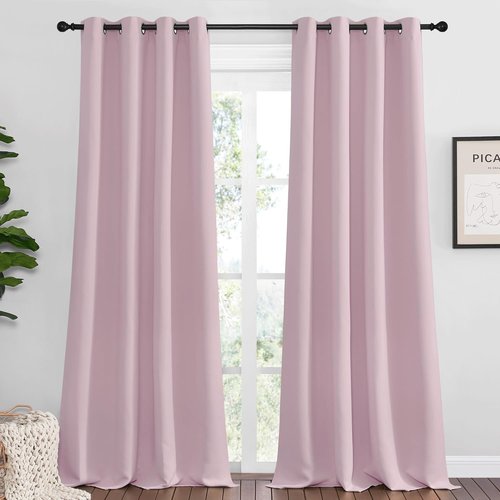 NICETOWN Blackout Curtains - Baby Pink Thermal Insulated Drapes for Large Windows | 102" Length, 2 Panels, 55" Wide