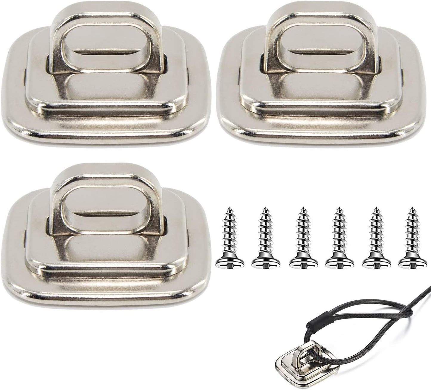 3 Pack Anti Theft Self Adhesive Security Plate for Cables to Lock Down Laptops, Mac Book, Tablets, iPad, or Other