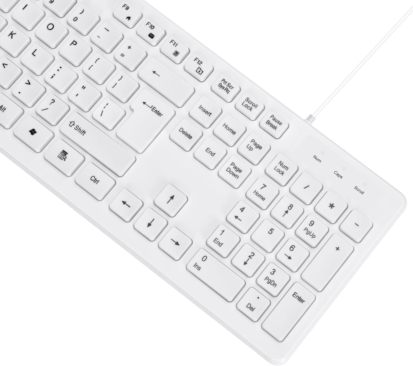 M MC Saite 104 MCSaite Wired White USB Keys Computer Keyboard with Stands,Waterproof - US Layout Compatible