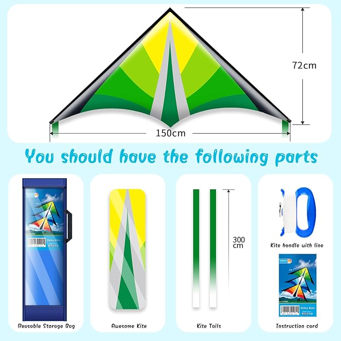 Delta Beginner Kite for Kids & Adults, Easy to Fly Beach Kite