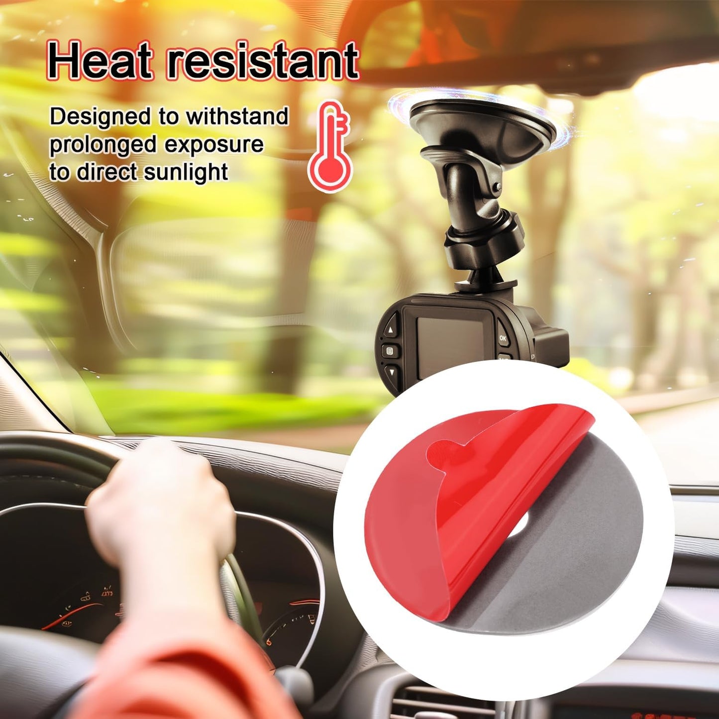 lasuroa 10pcs Heavy Duty Dash Cam Adhesive Pads, Round Double-Sided Adhesive Pads for Car Dashboard & Windshield High