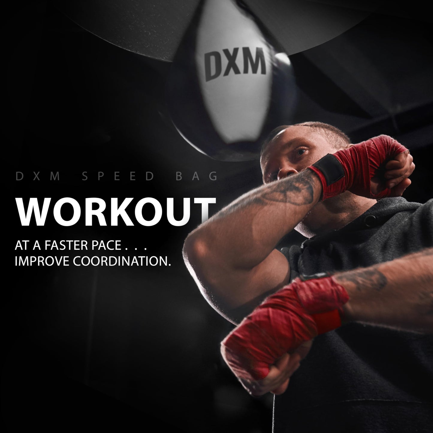 DXM SPORTS Boxing Speed Bag Boxing Ball - Kickboxing Workout Punching MMA Muay Thai Training Exercise Speedball (Black & White, 11.5")