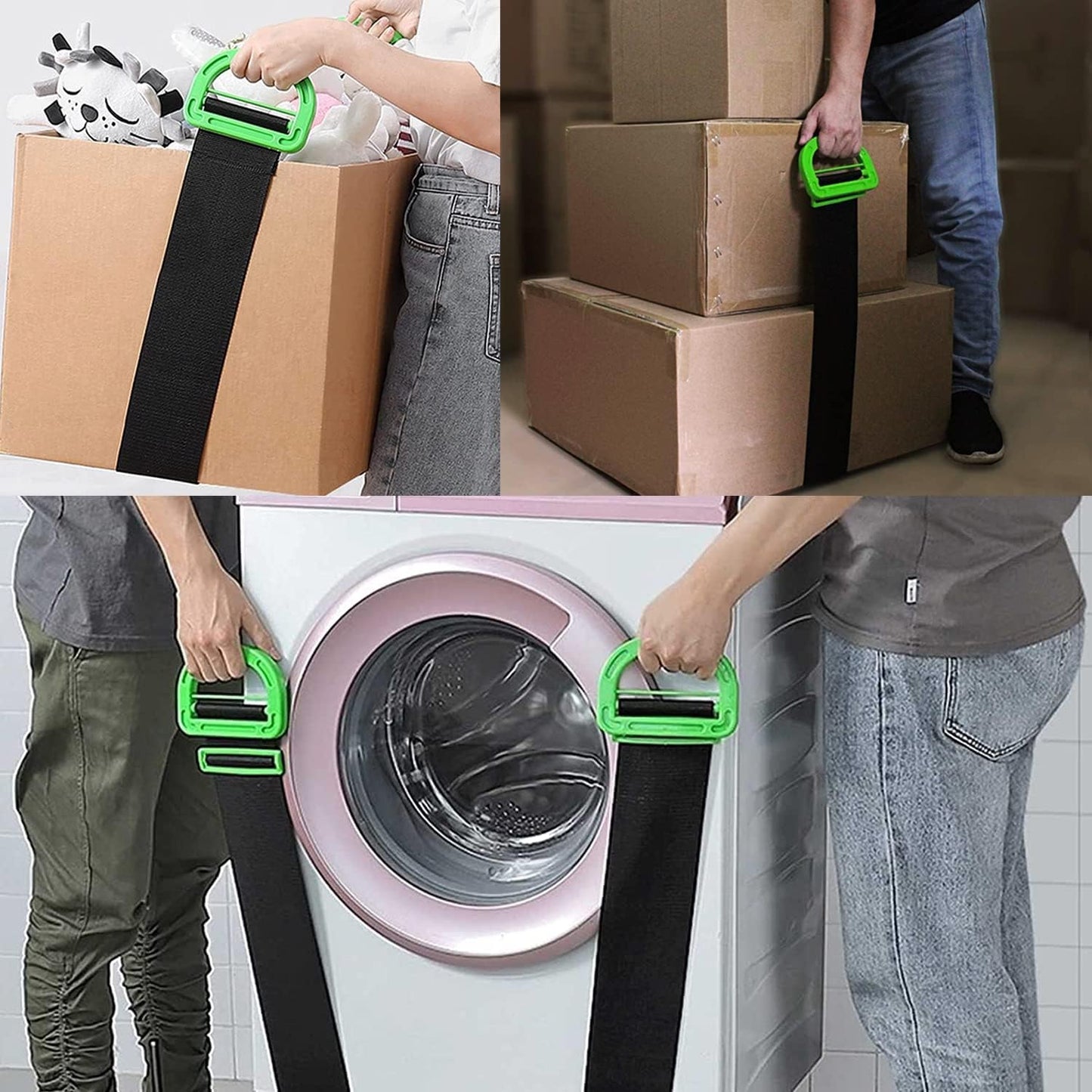 Moving Straps,2 Pack 1-Person Adjustable Handle Moving Lifting Strap for Moving Furniture, Appliances, Objest Up to 600lbs