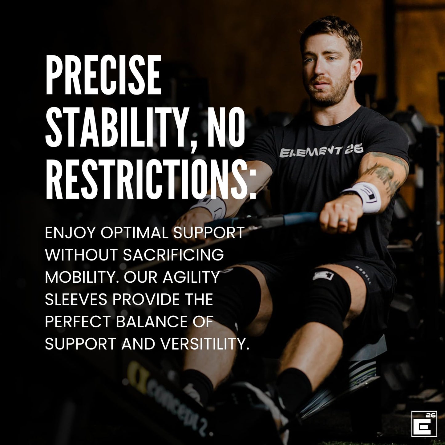 Element 26 Agility Knee Compression Sleeve - 1 Pair (3mm) Compression Knee Sleeve - Knee Support for Working Out - Running & Weight Lifting Knee Sleeves | For Men & Women (Medium, Black)