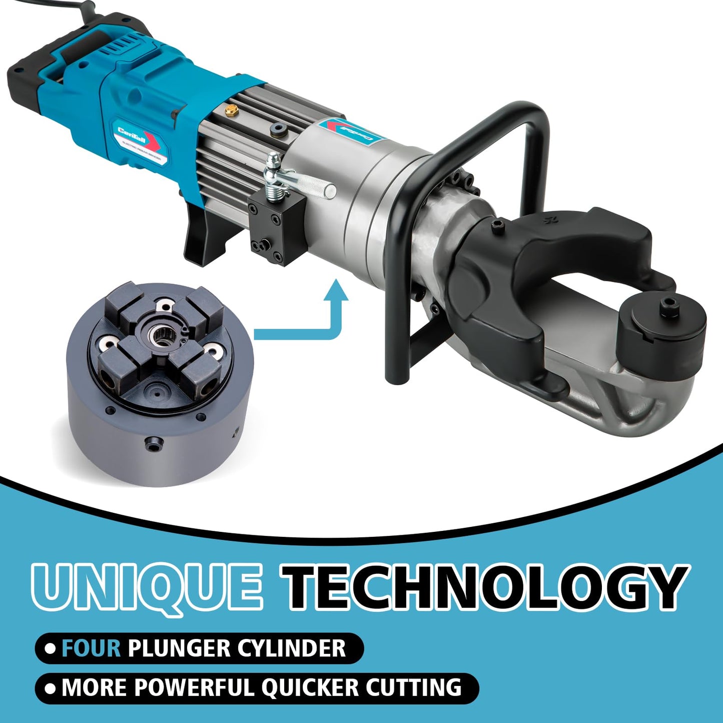 CENTALL 1" Electric Hydraulic Rebar Bender 16-25mm 3s Easily Bending Portable Rebar Bender 1200W 120v/60hz Bending Angle 0-130 Degrees HRB-25 (Blue)