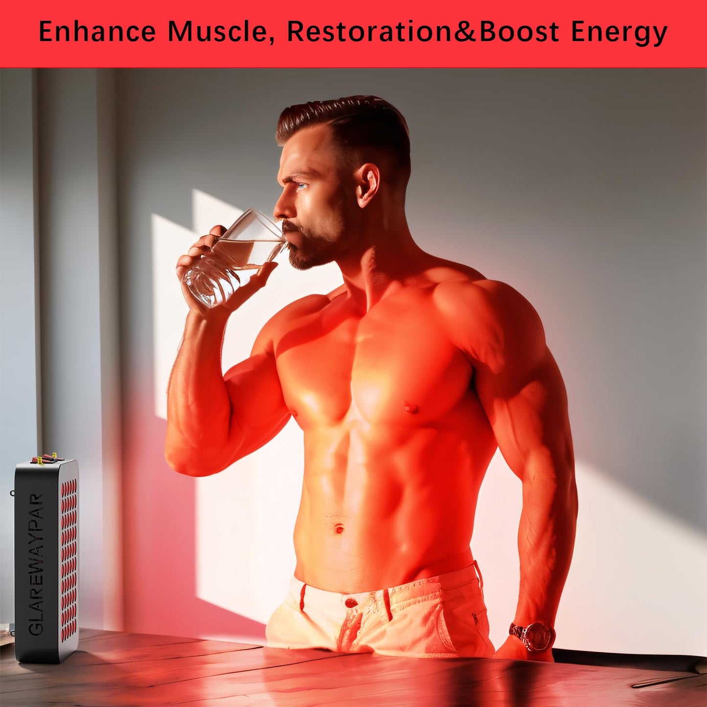 LED Red Light Therapy Panel, Near Infrared Light Therapy Device with 60 660nm Red LEDs and 60 850nm NIR LEDs, High Power Red Light Therapy Lamp at Home, Ideal for Body, Face, Black