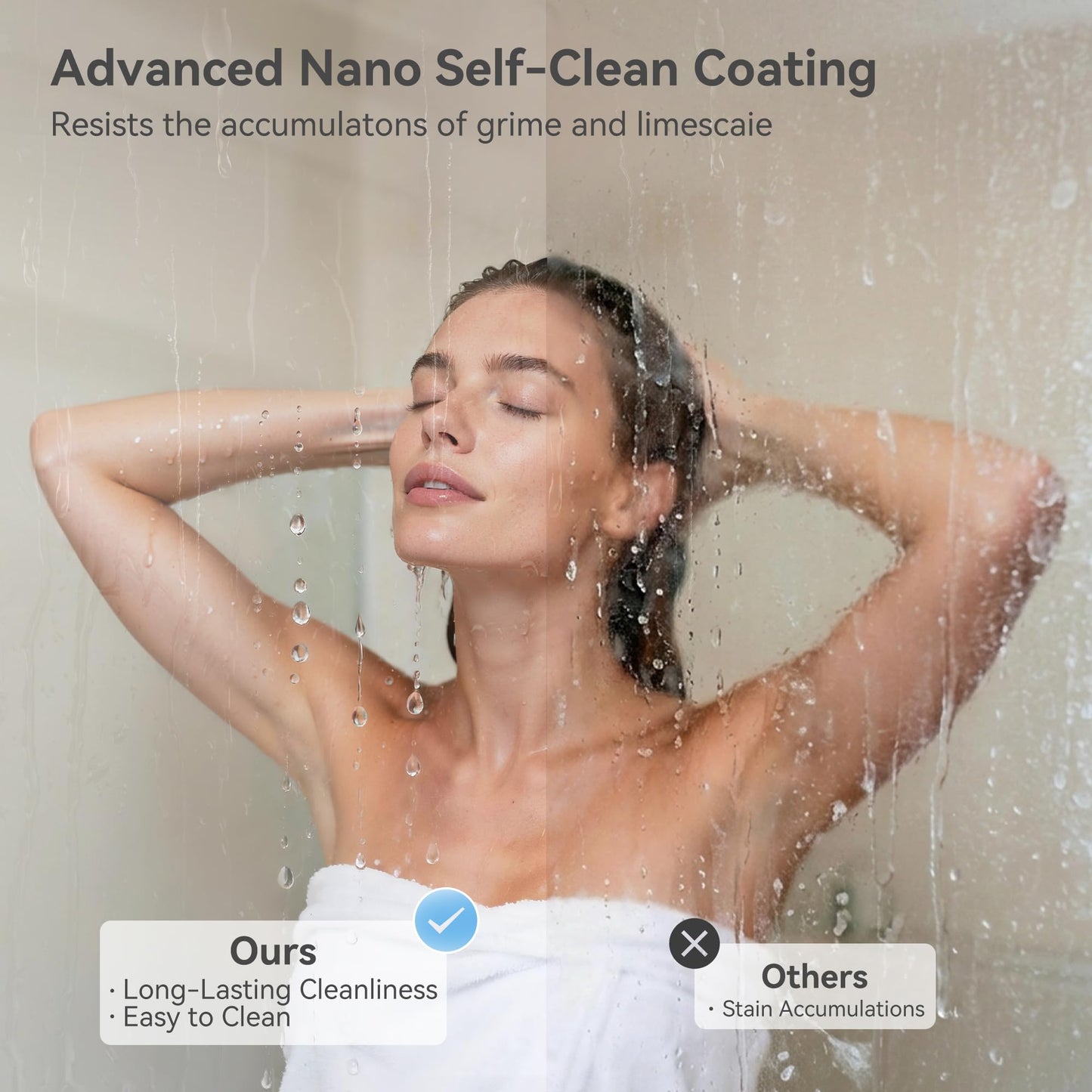 Frameless Single Sliding Shower Door 57"-61"x79", 3/8" Tempered Glass with Easy-Clean Coating, Adjustable Width for Walk-in Shower, Includes Towel Bar & Stainless Steel Hardware