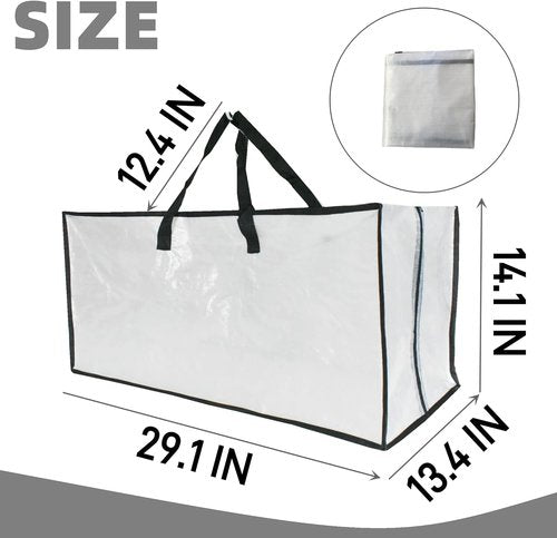 Heavy Duty Moving Bags - Extra Large Clear Storage Bags with Zipper & Handles for Easy Packing