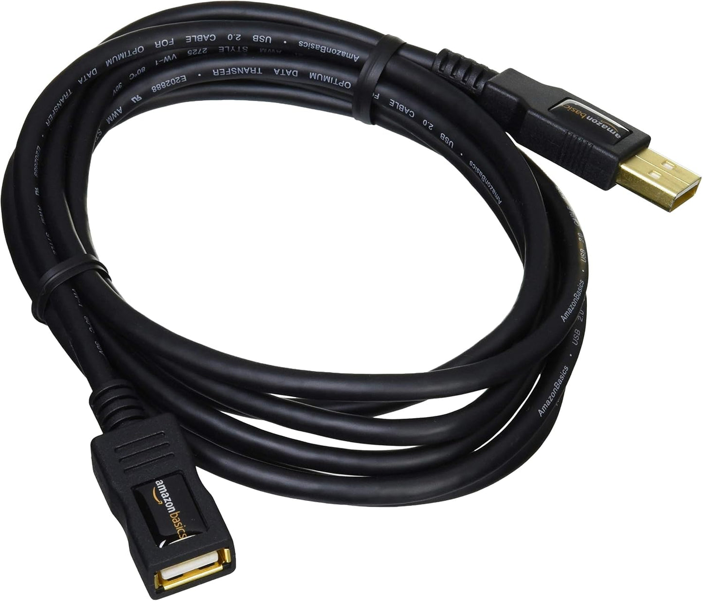 2.0 480Mbps 6.5 Amazon Basics USB-A Extension Cable, Male to Female, Transfer Speed, Foot, Black