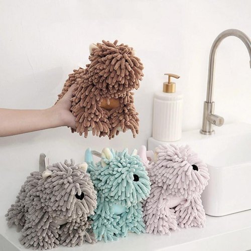 Chenille Hand Towel, Soft Absorbent Chenille Ball Towel, Microfiber Towels for Bathroom (F)
