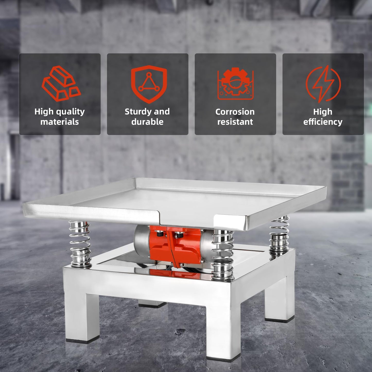 35×35cm Concrete Vibration Table, 110V Small Vibrating Test Bench Stainless Steel 44 lbs for reducing material gaps and increasing concrete compactness