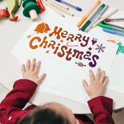 EXCEART Christmas Santa Footprint Stencils - 6 Hollow-Out Painting Templates for Floor & Wall Decor