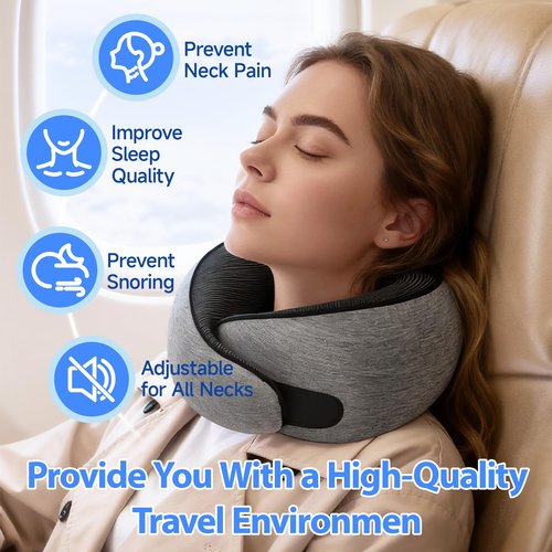 JJSHUANL Travel Pillows for Airplanes,360° Support Stowable Travel Pillow, Neck Pillow Airplane with Memory Foam Portable Travel Neck Pillow for Traveling, Suitable for Airplanes, Offices, and Cars