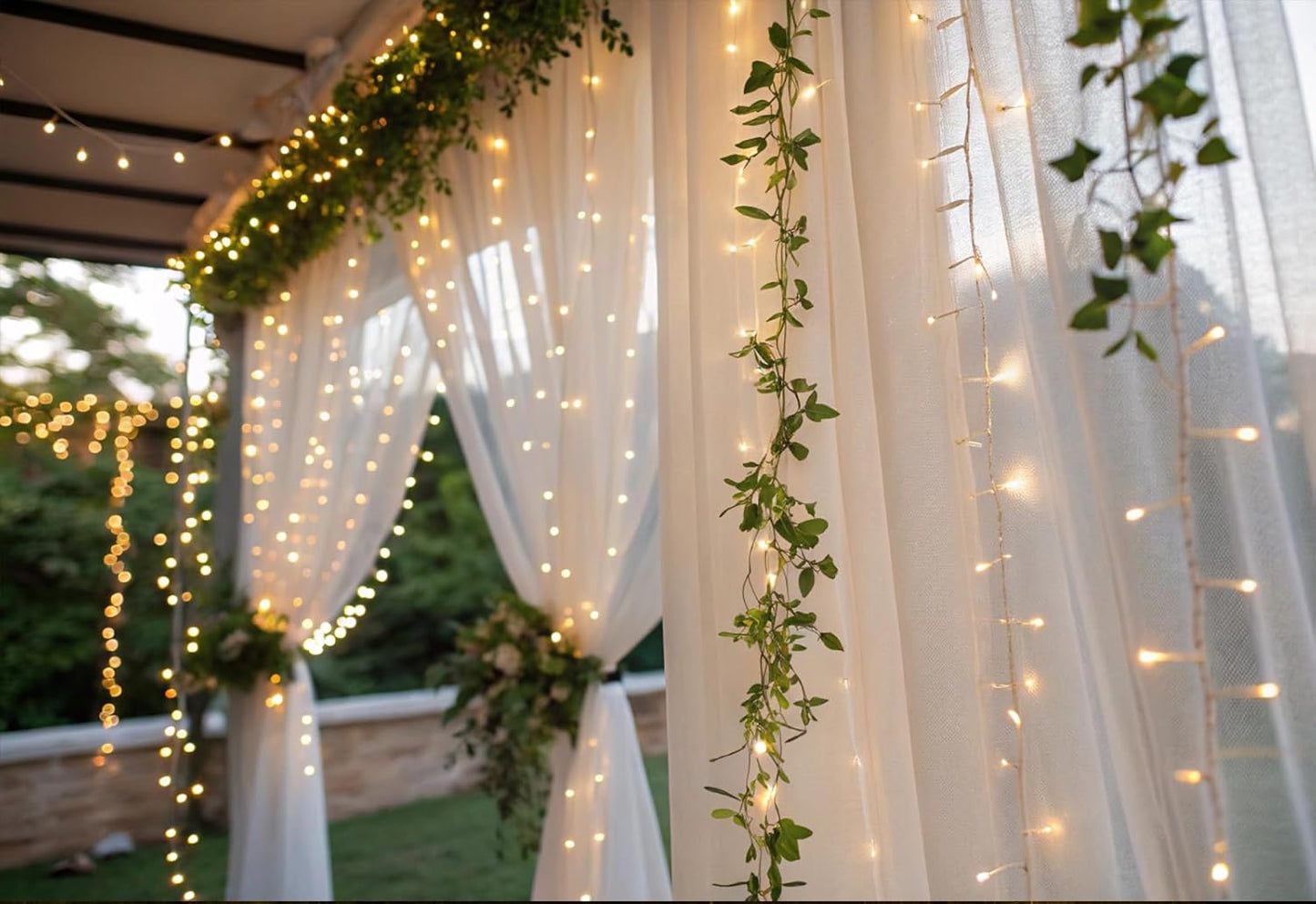Solhice LED Curtain Lights - 800 Warm White Twinkle Lights for Outdoor & Indoor Décor | 40ft x 10ft