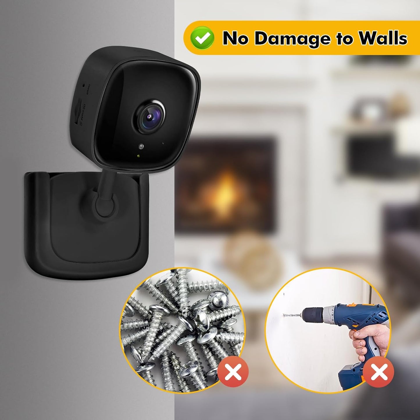 2 Pack C100,C101,C110,C111, No Drill Tapo Camera Mount, Strong Adhesive Durable Wall Mount Stand Fits for Tapo Security