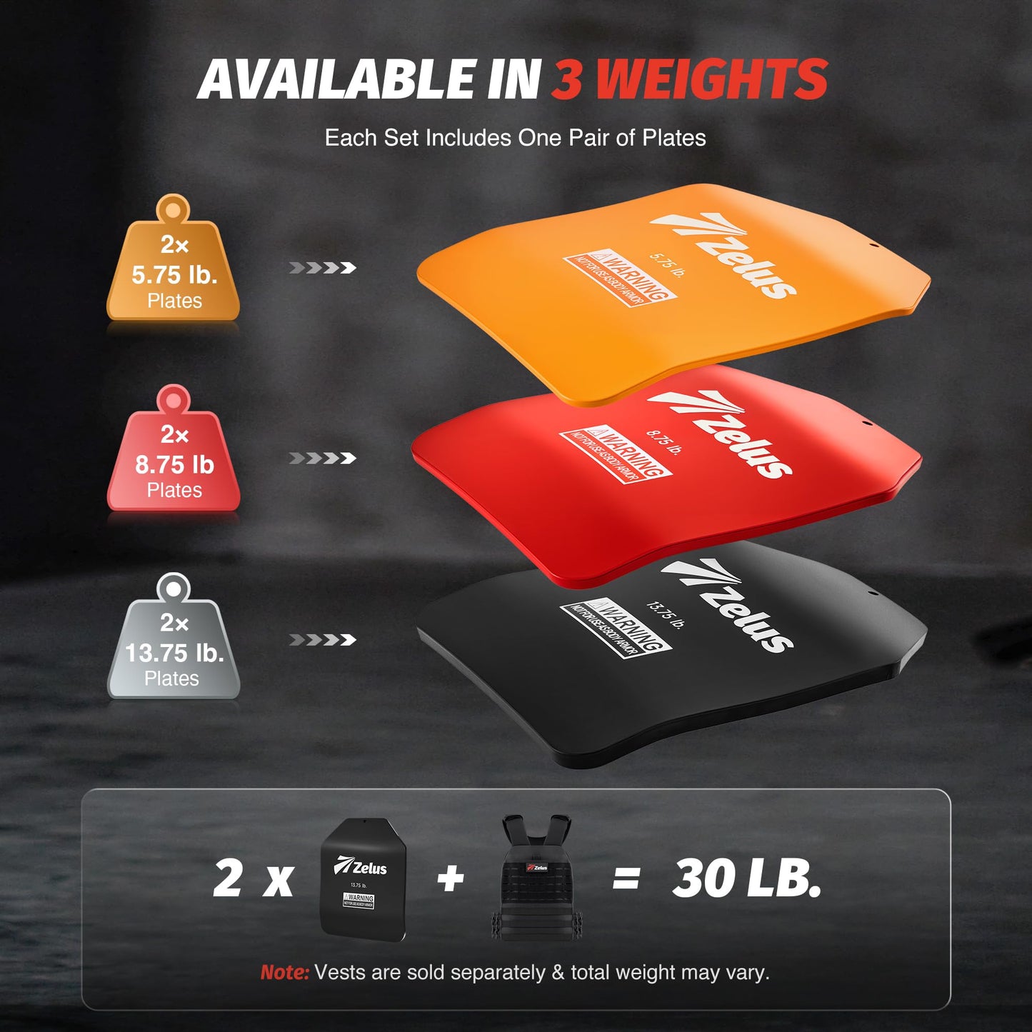 ZELUS Curved Weighted Vest Plates for Workout, 13.75LB Pairs Steel Weight Plates for Tactical Weight Vest, Ergonomic Training Plates for Running, CrossFit & Strength Training