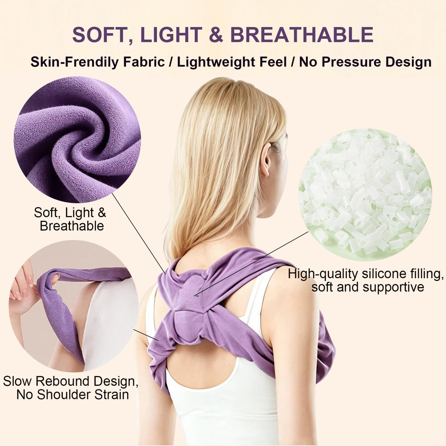 SOMIVOT Posture Corrector for Sleeping – Upper Back and Shoulder Alignment Brace with Soft Support Pad, Comfortable Nighttime Clavicle & Posture Training Strap for Men and Women (Large)