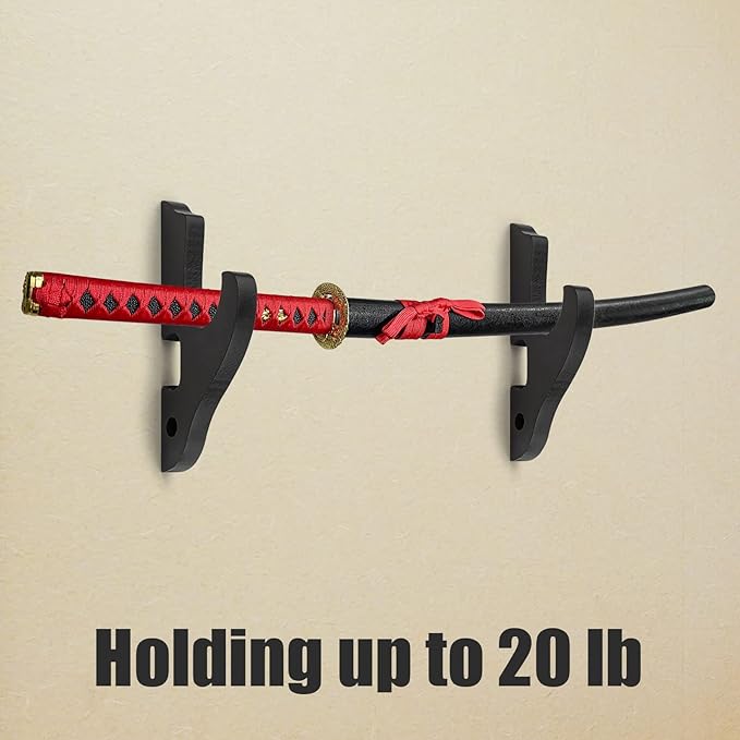 Sword Holder Wall Mount 1-Tier Hook Katana Holder Adjustable Display Hanger for Samurai Sword Tanto Rapier light saber Cosplay Blade Tanjirou Demon Slayer Weapon Rack
