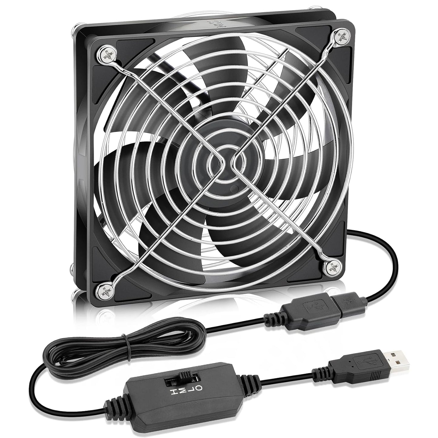 120mm 25mm 5V 3 x DC Brushless USB PC Case DVR CPU Cooling Fan with Speed Controller for WiFi Modem Cabinet Xbox DVR
