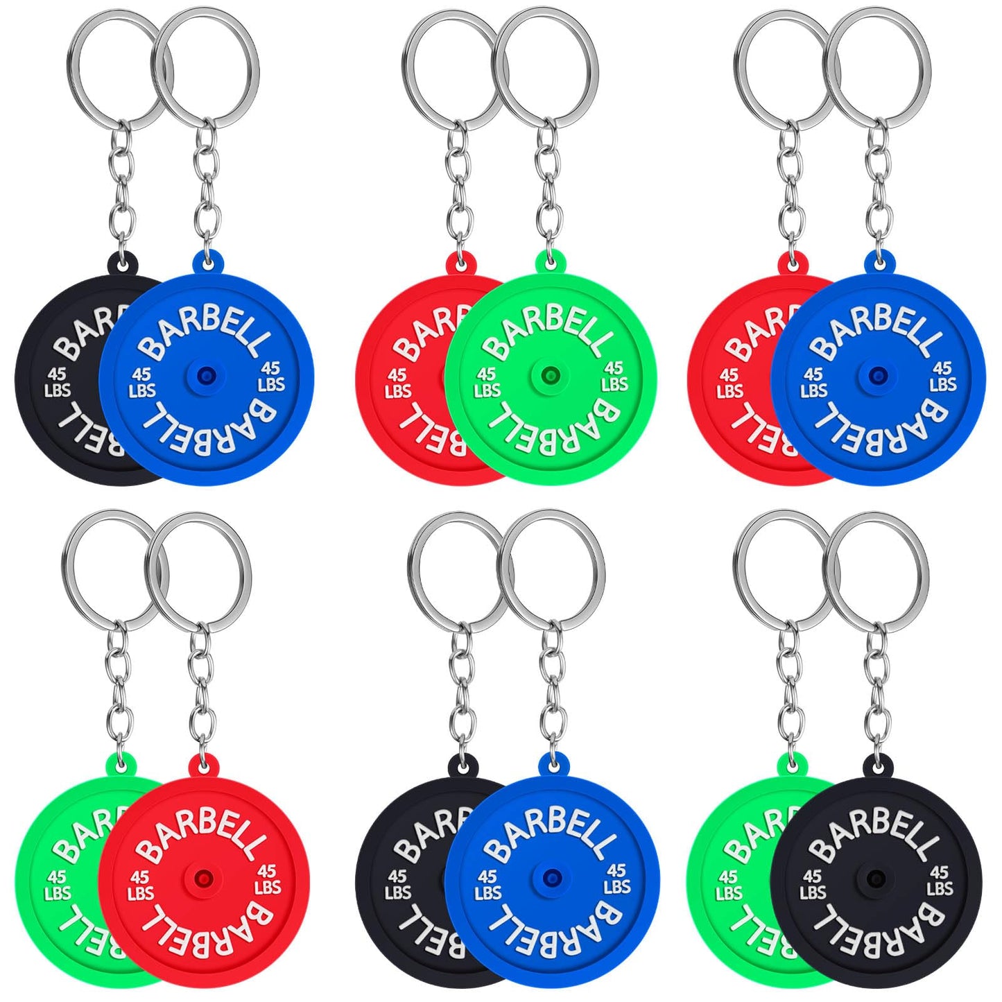 Tondiamo 12/24 Pcs Gym Keychain, Barbell Dumbbell Keychain, Workout Fitness Gifts for Gym Lover, Charm Gift for Women Men Bag