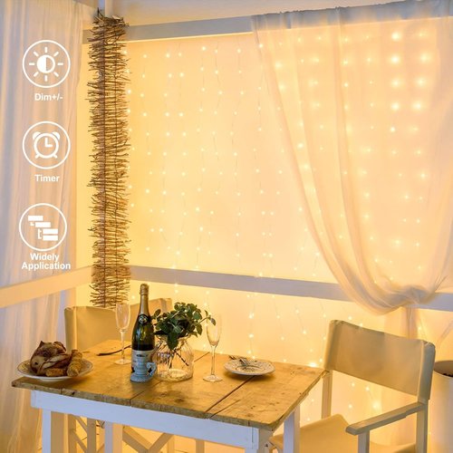 Echosari 600 LED Curtain Lights - 20Ft x 10Ft Waterproof Dual Color Changing Fairy Lights for Bedroom & Wedding Backdrop (Warm White & Multicolor)