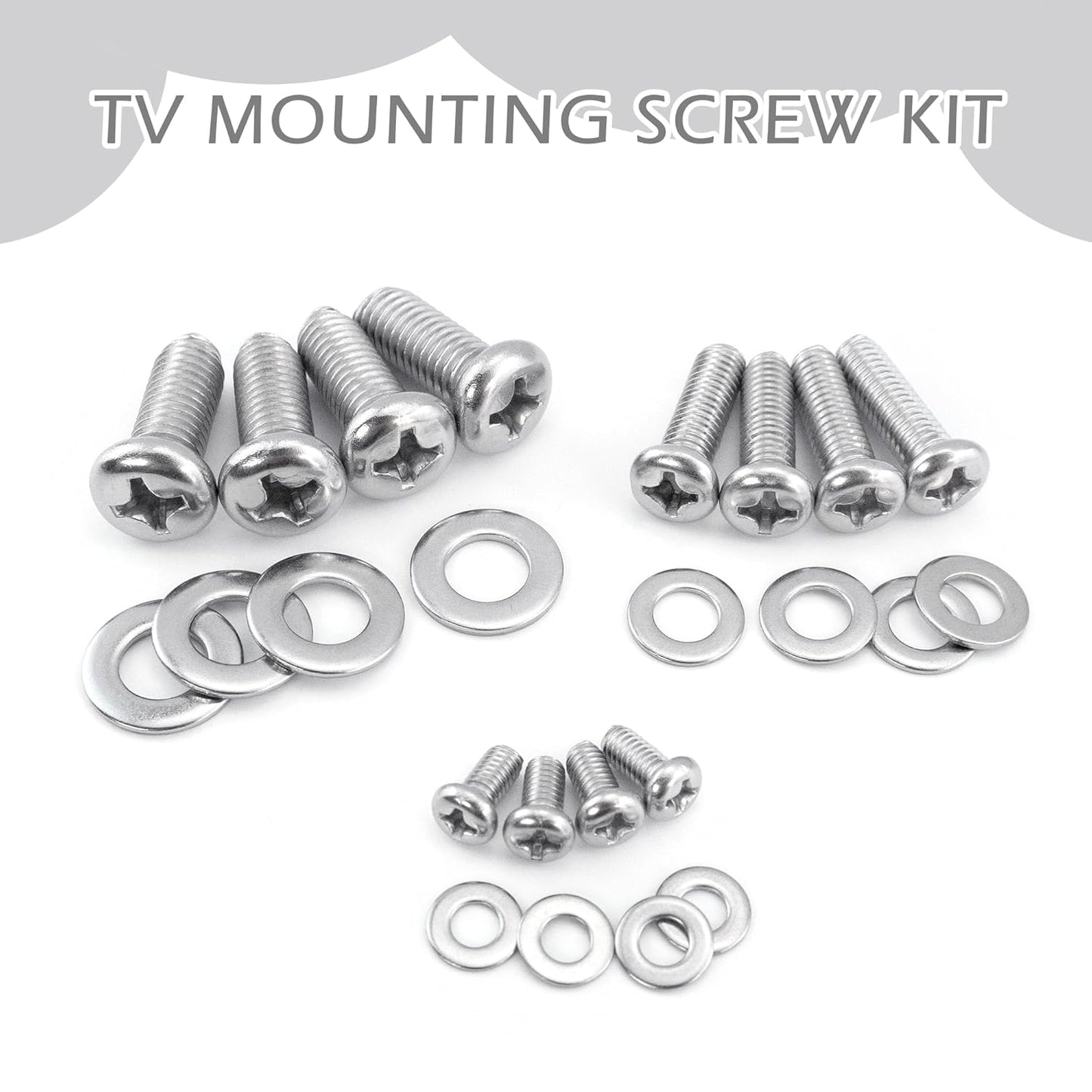 Quacc 24 M4 M6 M8 Universal TV Mounting Hardware Kit PCS Stainless Steel Screws Washers for VESA Wall Mount TV