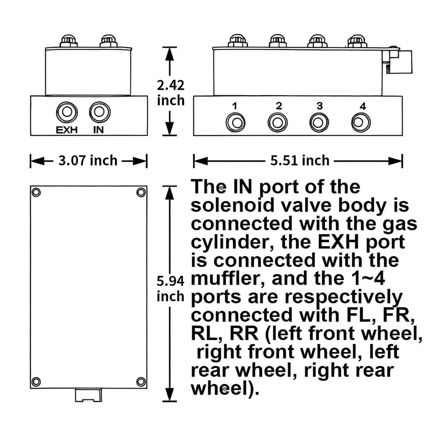 CNWZYMX 12V Air Management Featuring 8-Valve Air Ride Suspension Manifold, Simplify Control Panel and Ship Type Switch and Five-Way Red Display Air Pressure Gauges