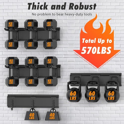 Housolution Heavy Duty Garage Wall Organizer - 64-Inch Tool Storage System with 12 Adjustable Hooks
