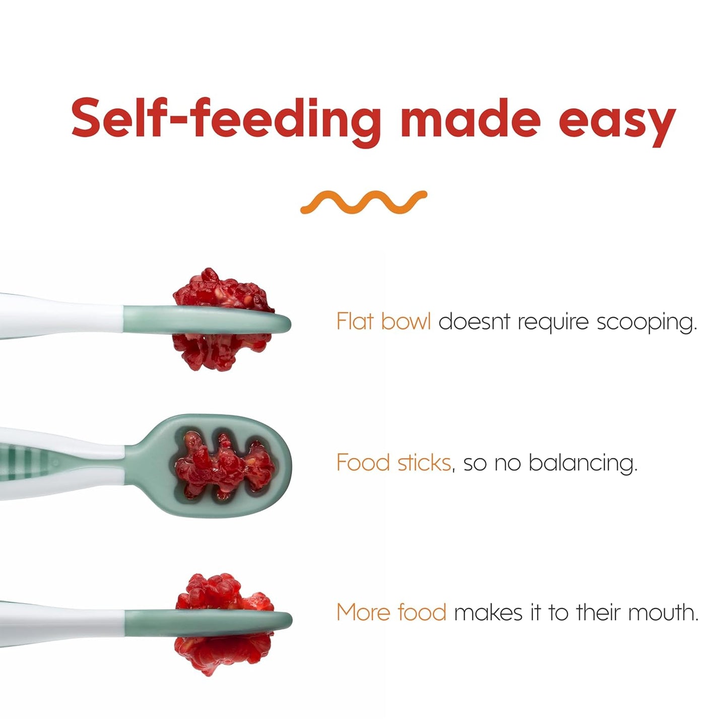 NumNum Baby Spoons Set - Silicone GOOtensils for Baby Led Weaning | Teething Spoon with Travel Case - Blue/Navy