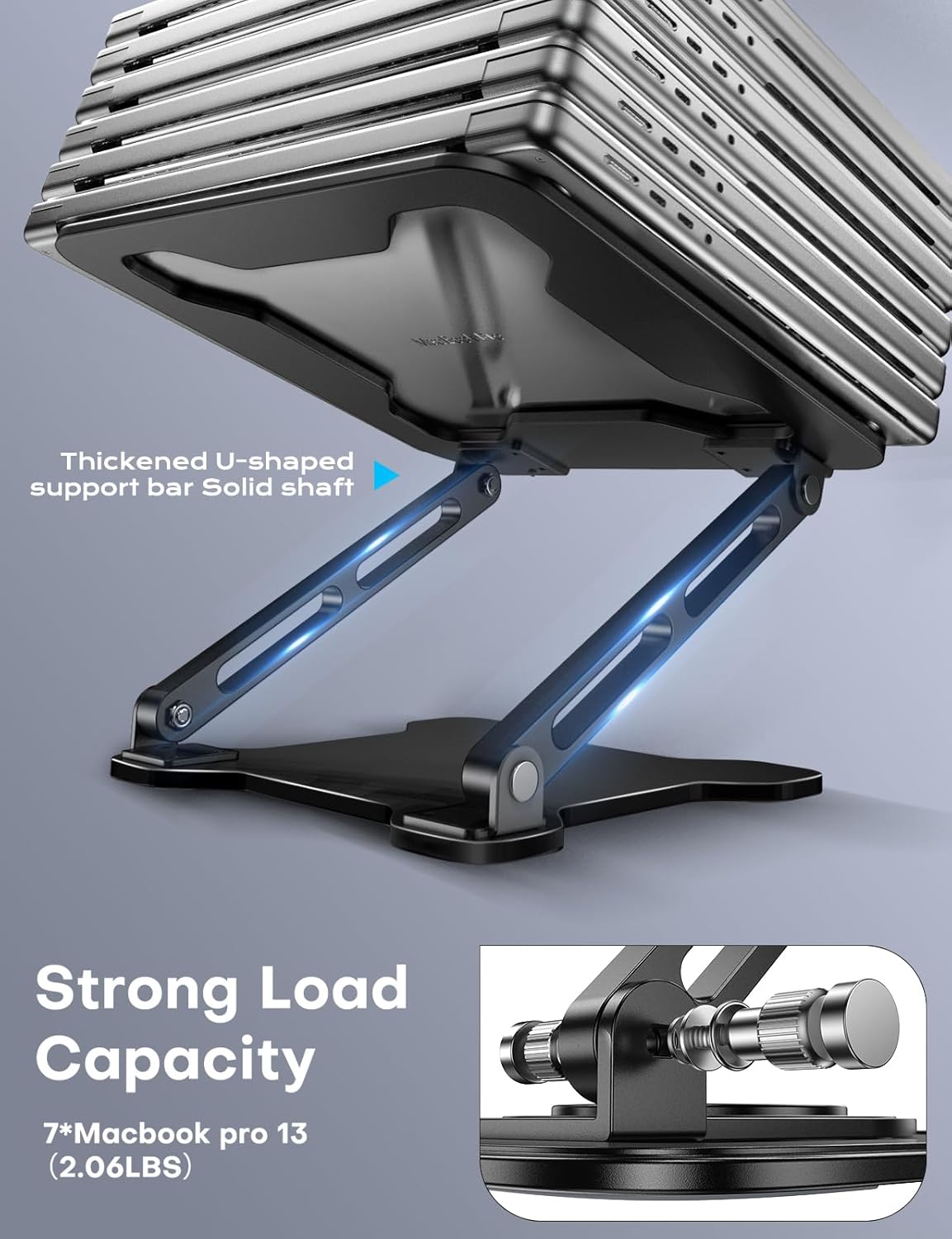 LOXP 10-15.6" Adjustable Laptop Stand for Desk, Metal Foldable Laptop Riser, Portable Ventilated Cooling Lectern