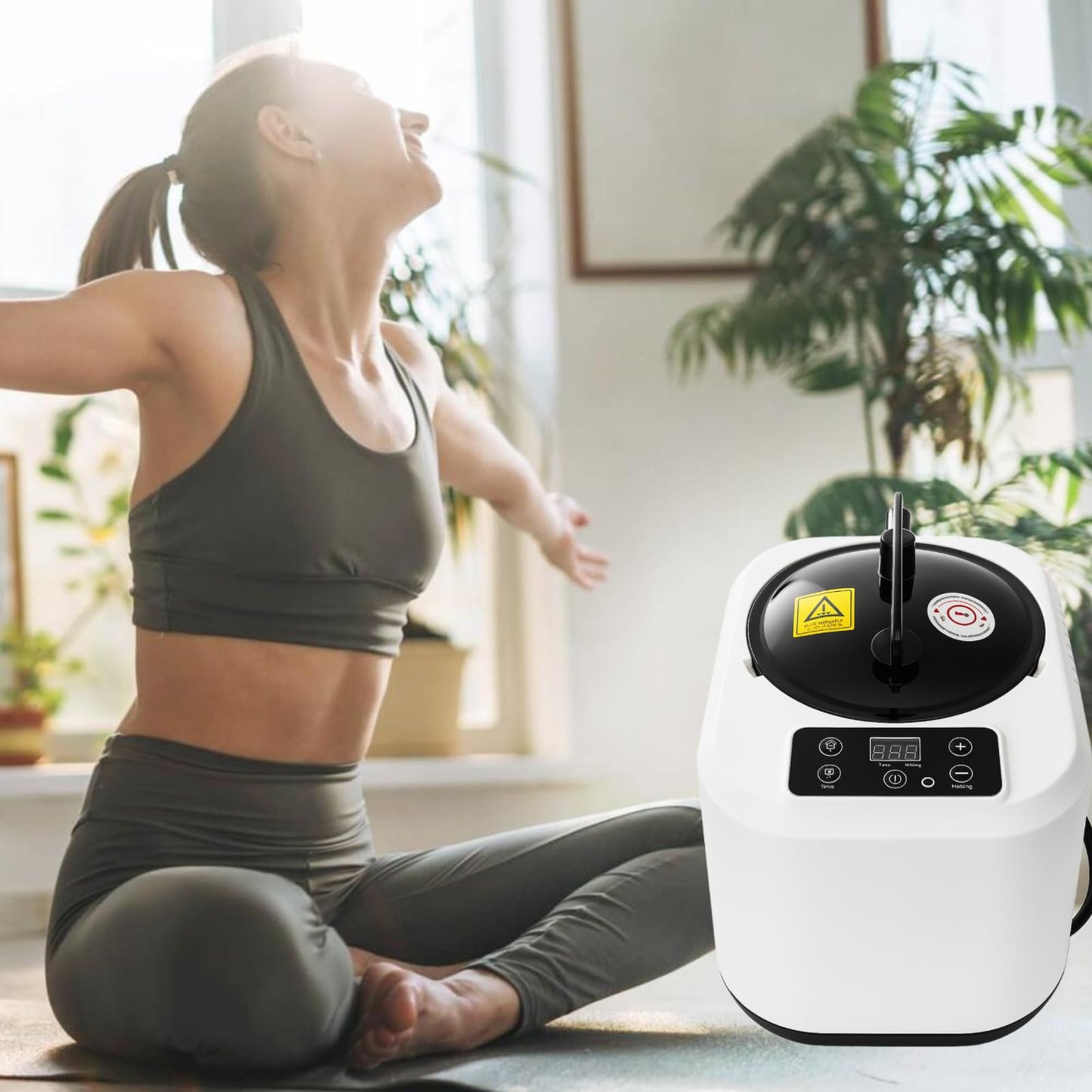 HOSOUTION 5L Sauna Steamer with Larger Volume and More Steam Output, Fcc Certified 5L & 2000W Steam Generator, Sauna Steamer Machine with Remote Control, Portable Sauna Steamer, White
