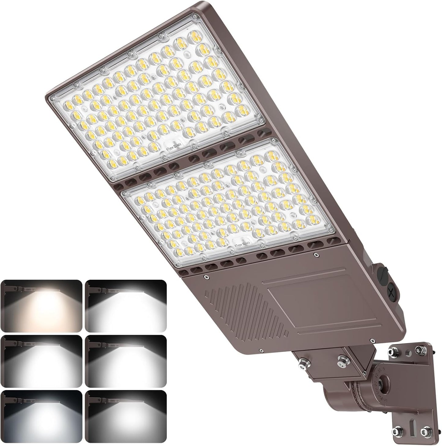 ADUB 10PCS LED Parking Lot Lights 320W 250W 200W, LED Shoebox Light 5700K 5000K 4500K Arm&Slip Fit Mount,Outdoor Pole Light with Photocell, IP65 Commercial Street Area Flood Lighting 100-277V
