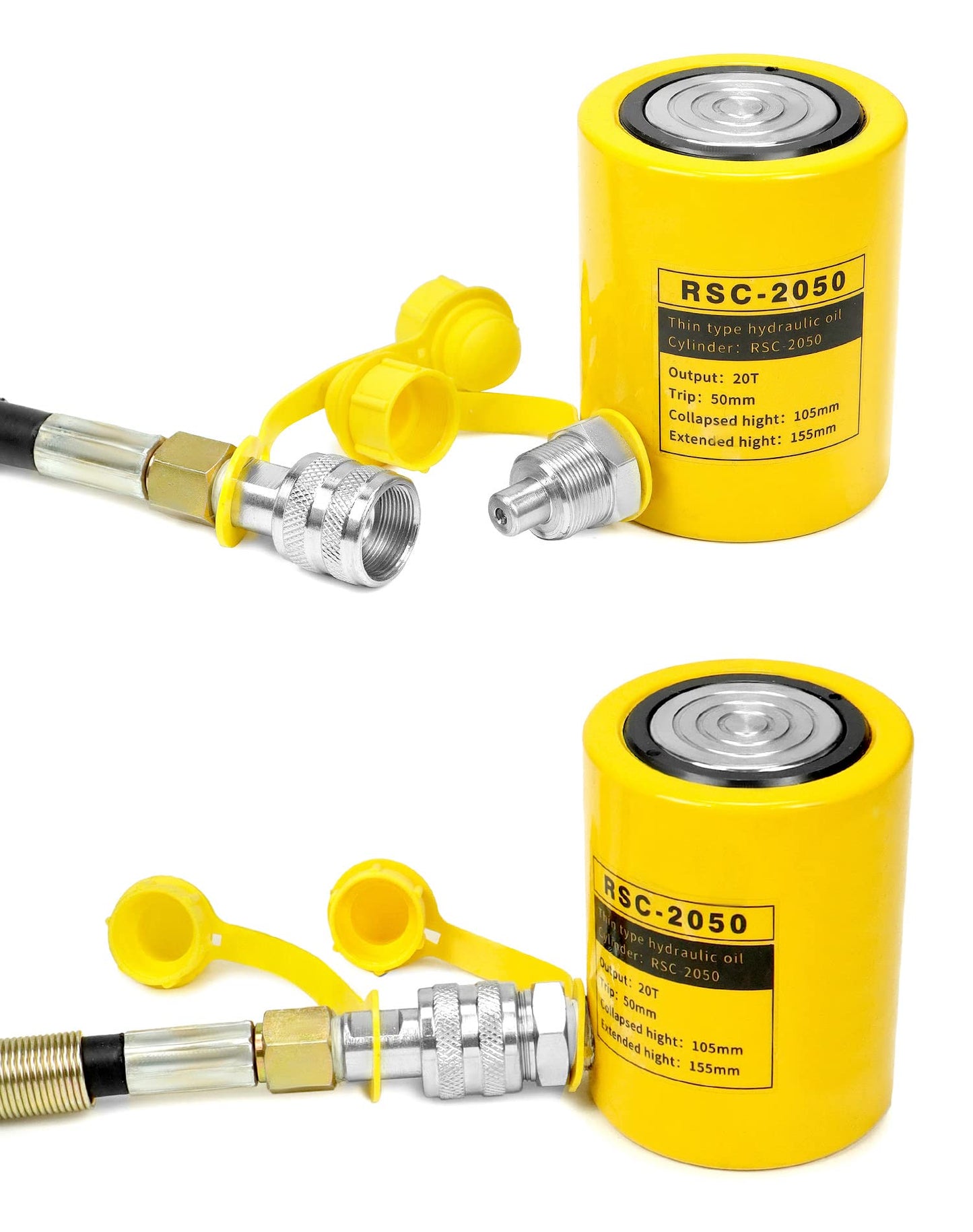 QWORK 20T Mini Hydraulic Cylinder Jack Porta Power Ram 2" Stroke, CP-180 Manual Hydraulic Hand Pump, Single Acting Lifting Cylinders for Machinery Shipbuilding