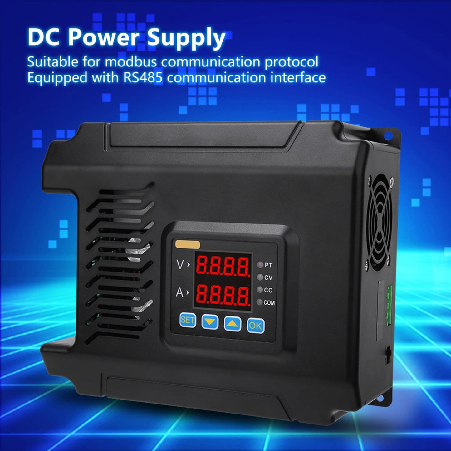 Garosa DPM8650-485RF Programmable Switching Power Supply+Wireless Controller 0-60V 0-50A 300W RS485 Interface ABS Black 120x80x25mm Single Output with 2.4 Inch LCD Screen