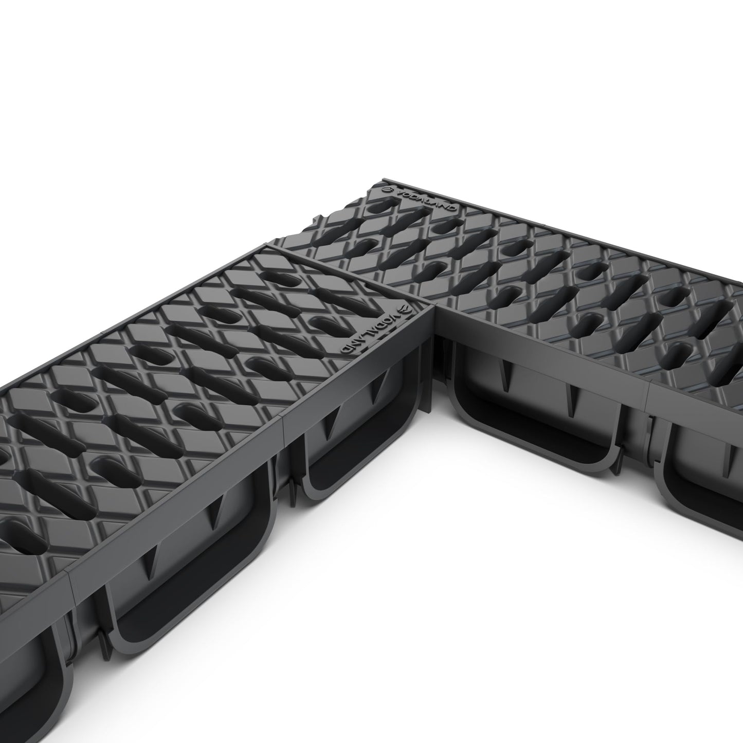 Vodaland - 4 Inch Trench Drain System with Grate - Black - Easy 2 (5 Pack)