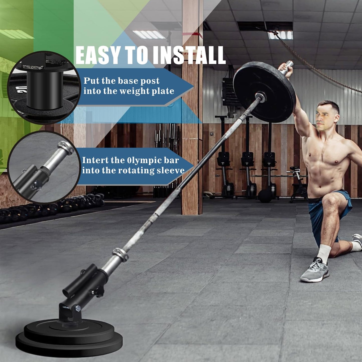 Arazooyi T Bar Row Landmine Attachment for 1" 2" Olympic Barbell Bars, 360° Swivel Landmine Base for Back or Full-Body Workout Home Gym Equipment