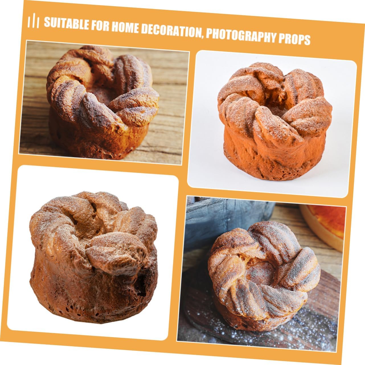 Toddmomy Realistic Pu Simulation Bread Model Fake Food Decor Lifelike Bread Prop for Photography Home Bakery Display