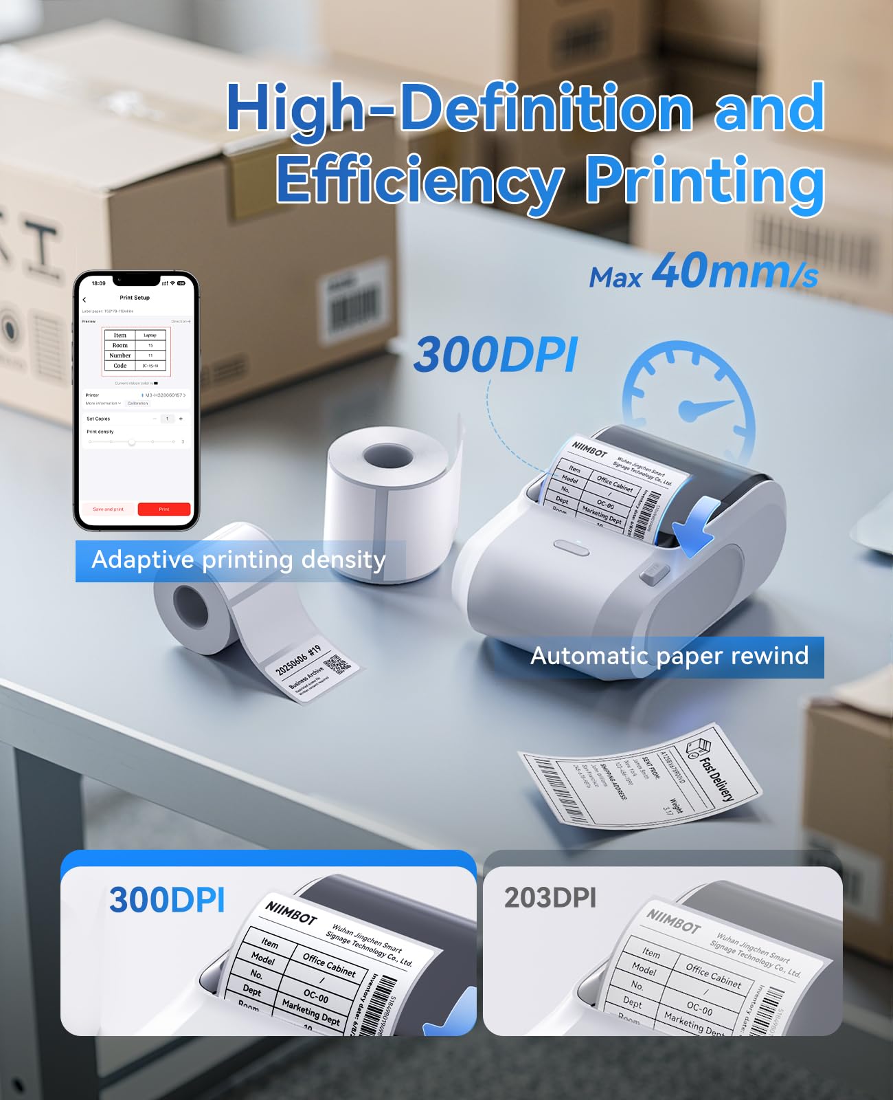 NIIMBOT M3 Label Maker Machine with Tape, 3'' Bluetooth Thermal Transfer Sticker Printer for Small Business Clothing, Address, Cable Storage, Compatible with Phones & PC(Not for 4x6 Shipping Label)