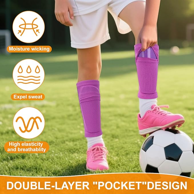 Shin Guards Soccer Kids 2025 Version High-Density Foam Soccer Shin Guard with Sleeves Shin Protective Pads for Kids Daily Practice School Competitions Outdoor Play