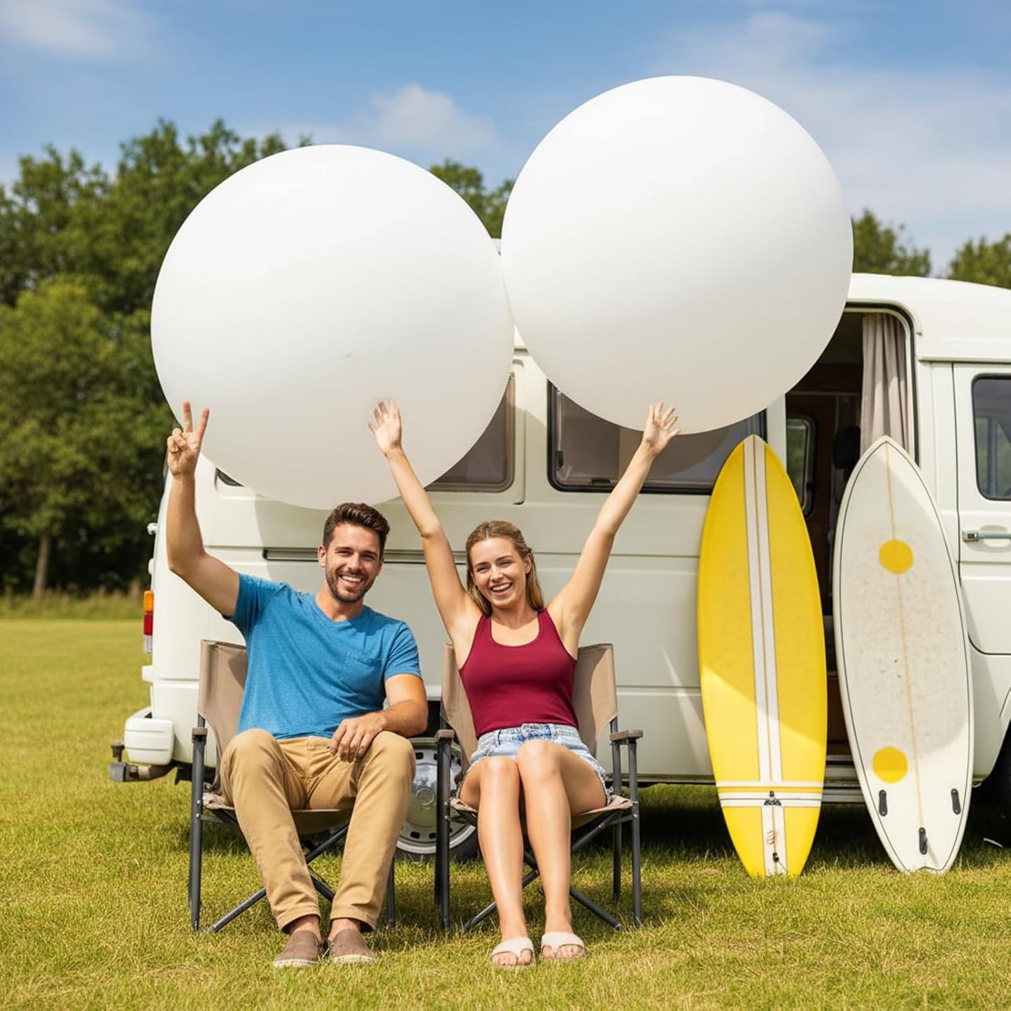 RUBFAC 36-Inch White Giant Balloons - Jumbo Latex Balloons for Weddings, Birthdays & Parties