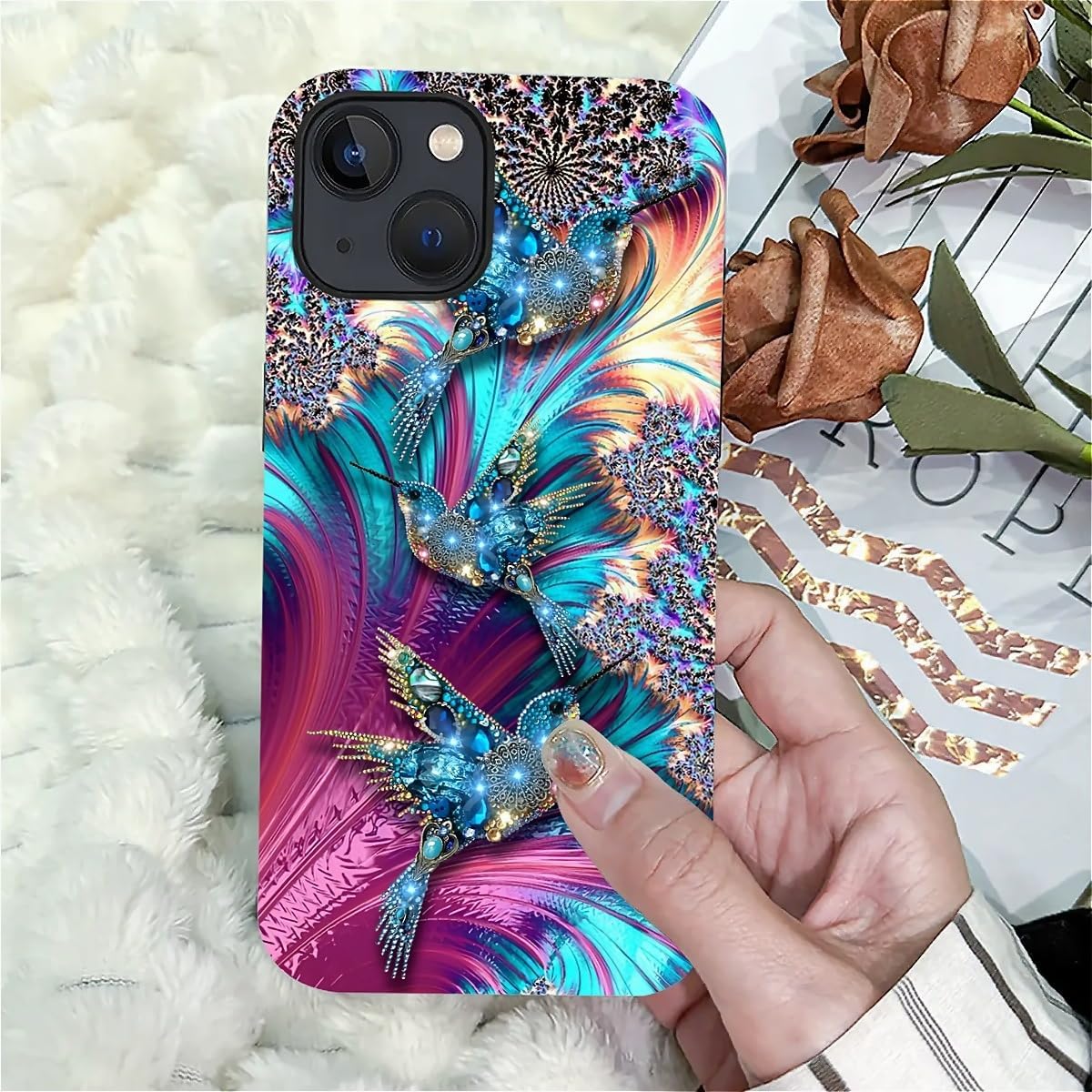 AshaPro 13 2-in-1 13 6.1inch for iPhone Case with Glossy All Inclusive Anti Fall Doublelayer Protection Soft TPU+PC