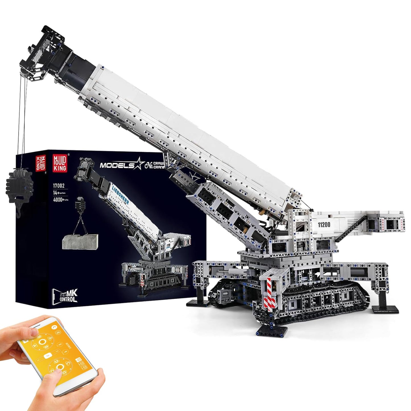 Mould King MOC Mobile Crane Truck Building Blocks Kits, Heavy-Duty Truck Sets to Build, APP Remote Control Large Engineering Crane, Construction Vehicles Model for Adults (4000 Pieces)