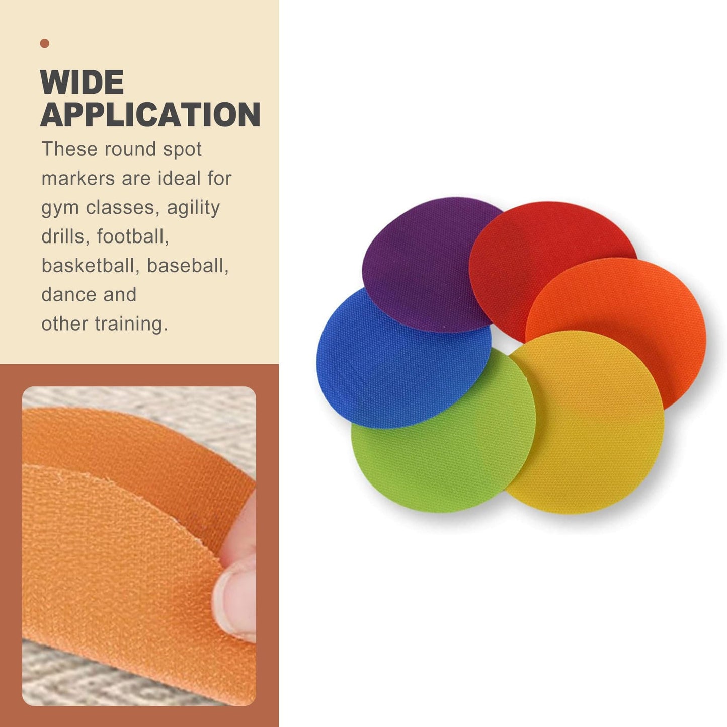QivaZira 30 Pack Poly Spots Markers 4 Inch Non Slip Rubber Floor Dots for Classroom Gym Agility Training Carpet Spot Markers for Kids Students Sitting Teaching Aids Sports Equipment