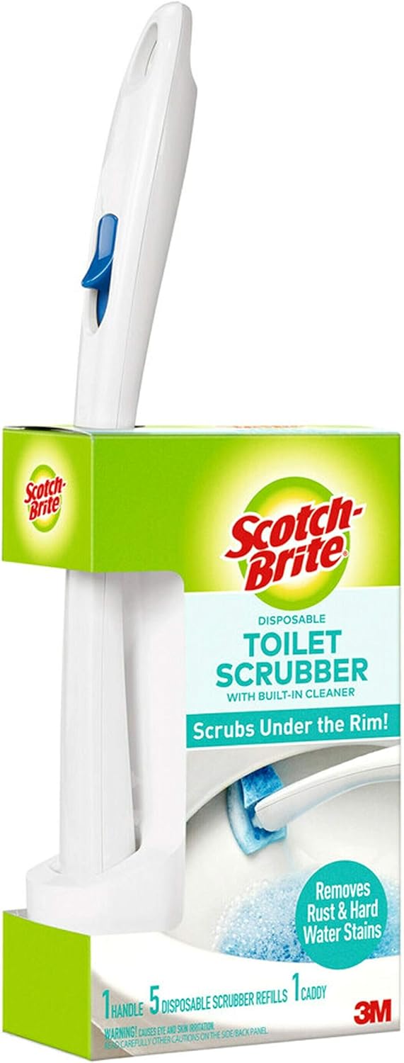 Scotch-Brite Toilet Scrubber Starter Kit - Disposable Refills with Bleach Alternative | Includes 1 Handle & Caddy