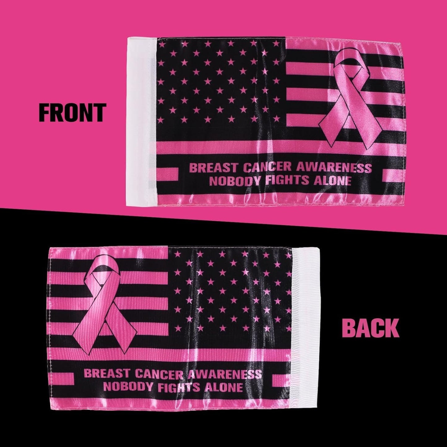 Rouge Motorcycle Flag - 6x10 Inch Double-Sided Breast Cancer Awareness Flag | Durable Satin Polyester