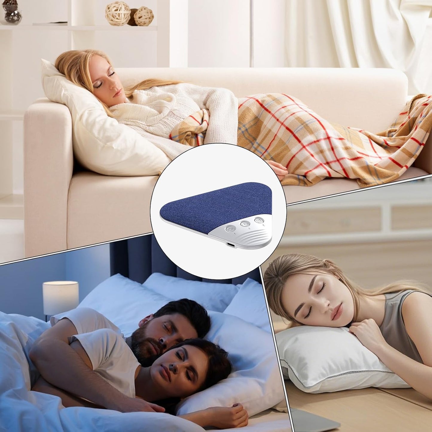 Generic 12x10.8x1.4cm, Pillow Speaker, Enhanced Sleep Support, White Noise Sound Pillow Speaker, Sleep Sound Machine