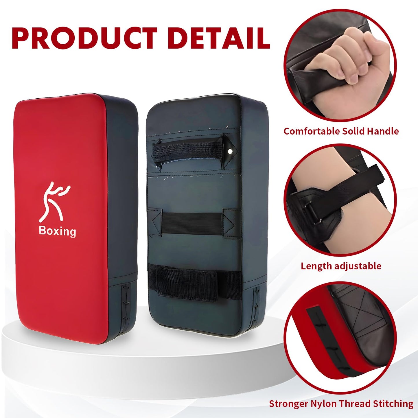 LuiceABC One Karate Taekwondo Boxing Kick Punch Adjustable Soft Shield Durable Training Pad for Boxing, Training and Protecting Your Palm, Wrist and Decreasing The Shock (Red)
