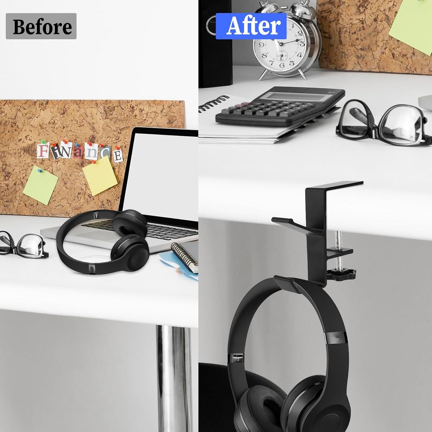 Jeffdad Metal Headphone Hook, Headphone Hanger with Double Hooks, Universal Aluminum Alloy Gaming Headphone Stand Under