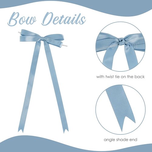 AIMUDI Satin Bows - Dusty Blue 5" x 10" Premade Ribbon Bows for Gift Wrapping & Decorations | 36 Pack