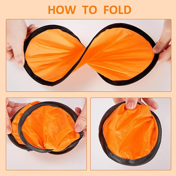 Norme 24 Pcs Foldable Flying Disc Fans with Bags Set 9.8'' Handheld Folding Fly Cooling Fans Beach Summer Flying Disc for Birthday Halloween Party Outdoor Activity Game